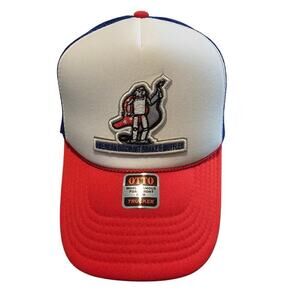 American Discount Brake & Muffler Mens Trucker Hat Cap Red Blue Retro Snapback